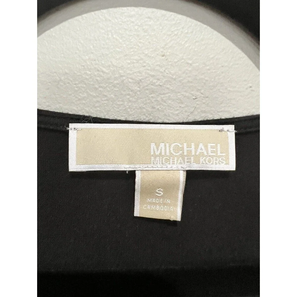 Michael Kors Black Mixed Media V-Neck Blouse - Small